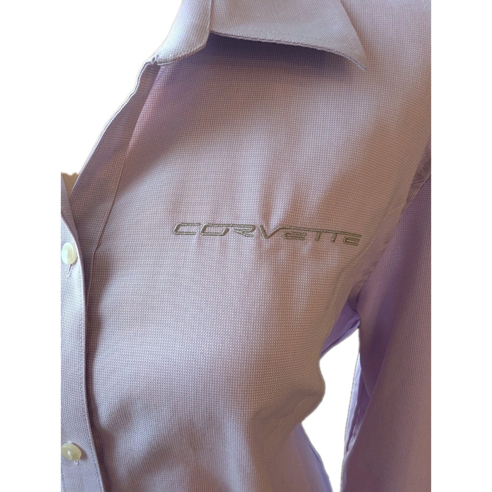 Cutter And Buck Women's Shirt Size XL Button Up Lavender Corvette Museum Logos - Picture 2 of 7